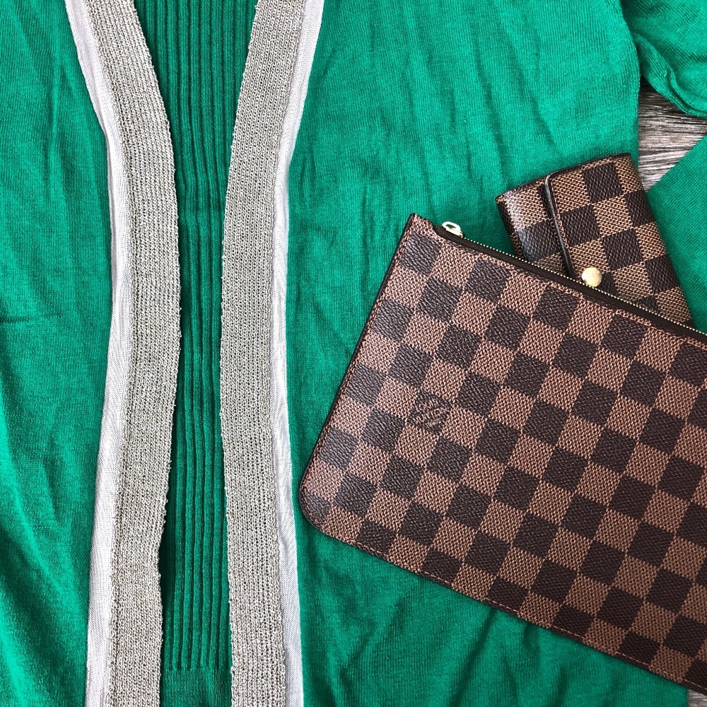 DANA BUCHMAN Green and Pale Gold Cardigan - Picture 3 of 5
